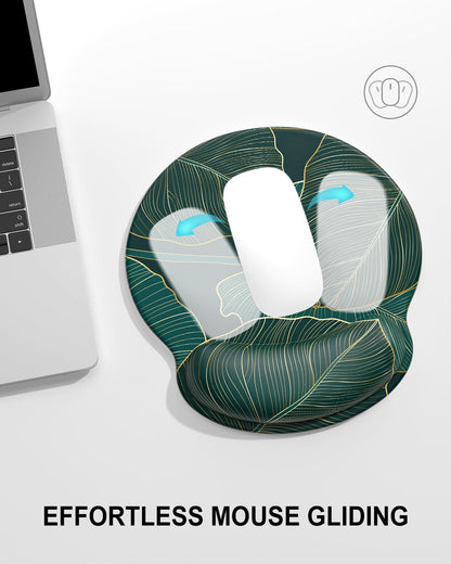 Ergonomic Mouse Pad with Wrist Rest, Comfortable Silicone Non-Slip Computer Pain Relief Gel Mouse Mat with Wrist Support for Gaming, Work, Office, Women & Men, Cute Pattern, Beige