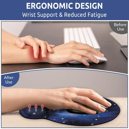KONVINIT Ergonomic Mouse Pad with Wrist Rest, Small Mousepad with Non-Slip Rubber Base and Smooth Surface, Beach Mouse Pads for Desk, Office Desk Accessories