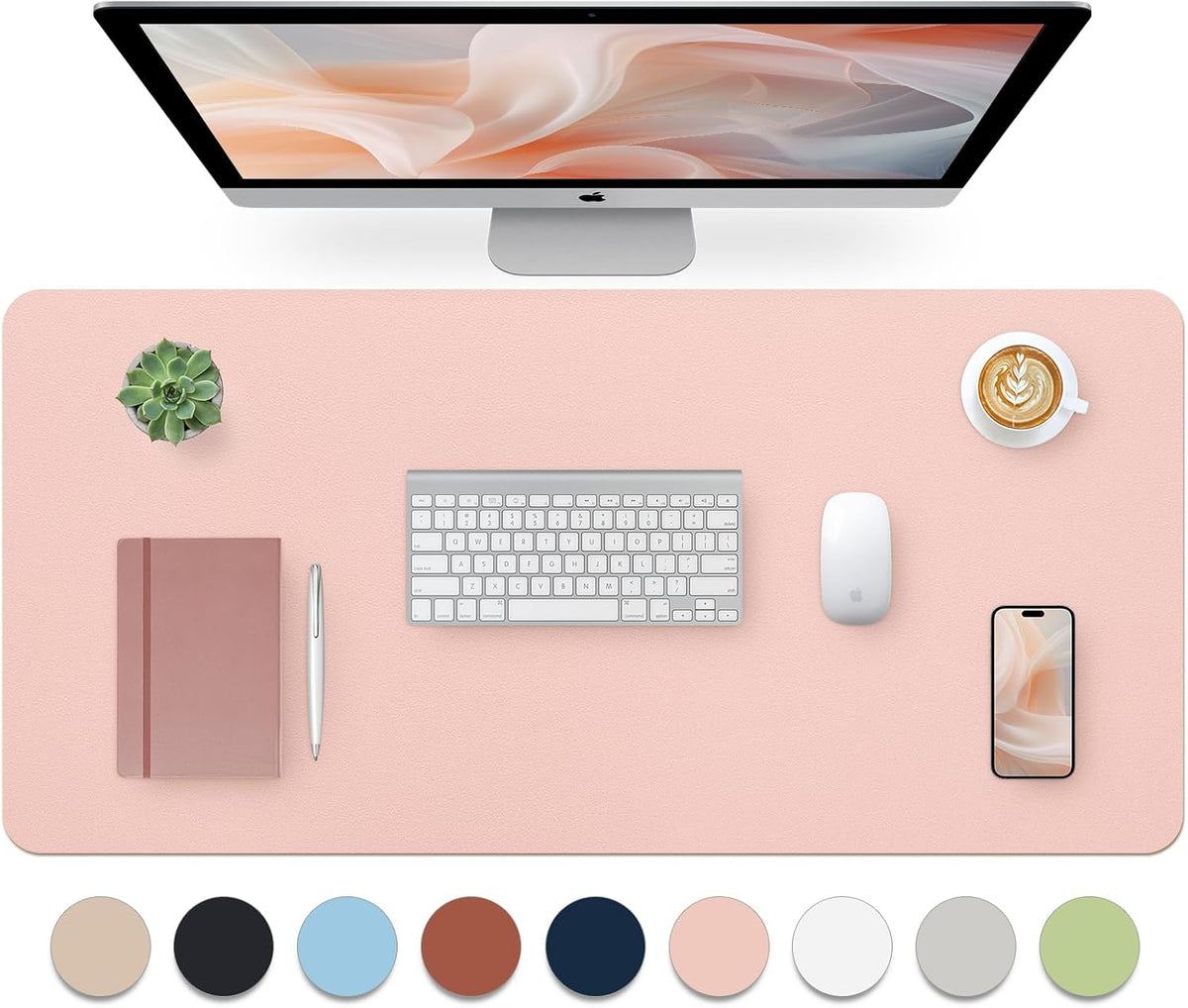 Bloss Leather Desk Pad and Keyboard Wrist Rest, Large Mouse Pad + Keyboard Pad+Mouse Wrist Support, Non-Slip Desk Mat Protector for Office, Home(31.5×15.7 Inches,Beige) - Colors B