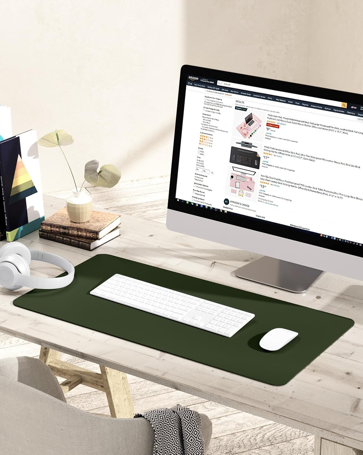 YSAGi Non-Slip Leather Desk Pad, Waterproof Laptop Computer Desk Keyboard Mat, Table Protector Blotter Mat, Large Mouse Pad for Office/Work/Home/Decor(Dark Brown, 31.5" x 15.7")