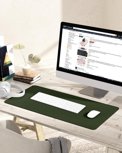 YSAGi Non-Slip Leather Desk Pad, Waterproof Laptop Computer Desk Keyboard Mat, Table Protector Blotter Mat, Large Mouse Pad for Office/Work/Home/Decor(Dark Brown, 31.5" x 15.7")