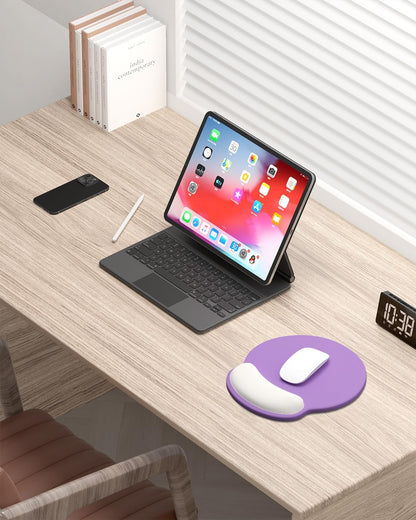 Ergonomic Mouse Pad with Wrist Rest, Comfortable Silicone Non-Slip Computer Pain Relief Gel Mouse Mat with Wrist Support for Gaming, Work, Office, Women & Men, Cute Pattern, Beige