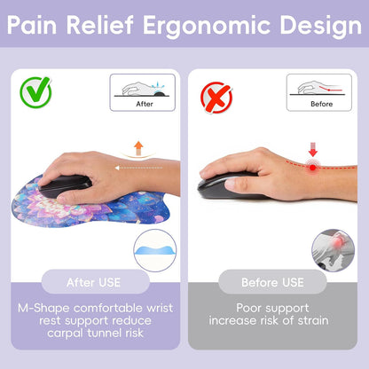 Wrist Support Mouse Pad Anti Slip Rubber Wrist Rest Mousepad 9in X 8in Small Desktop Notebook Mouse Mat for Working and Gaming (M-Pink Floral)