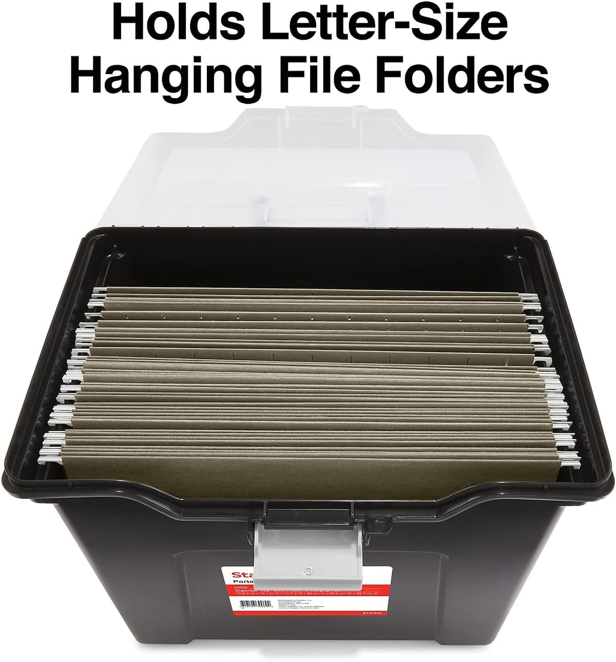 Hanging File Folder Box, Storage Bin Organizer, Snap Lid, Clear