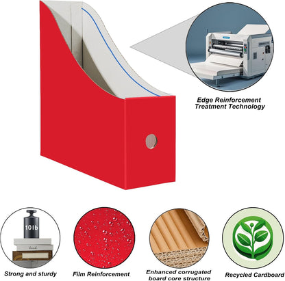 Limitliho Magazine File Folder Holder for Desk, Book Bins for Classroom Library,Office,Home, 10.6" H x 10.2" L x 3.5" W in Cardboard Paper Organizer (Six color, 6 Pack)