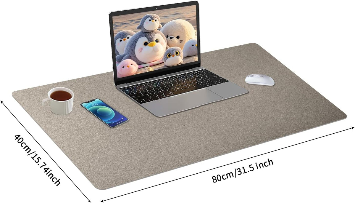 Bloss Leather Desk Pad and Keyboard Wrist Rest, Large Mouse Pad + Keyboard Pad+Mouse Wrist Support, Non-Slip Desk Mat Protector for Office, Home(31.5×15.7 Inches,Beige) - Colors A