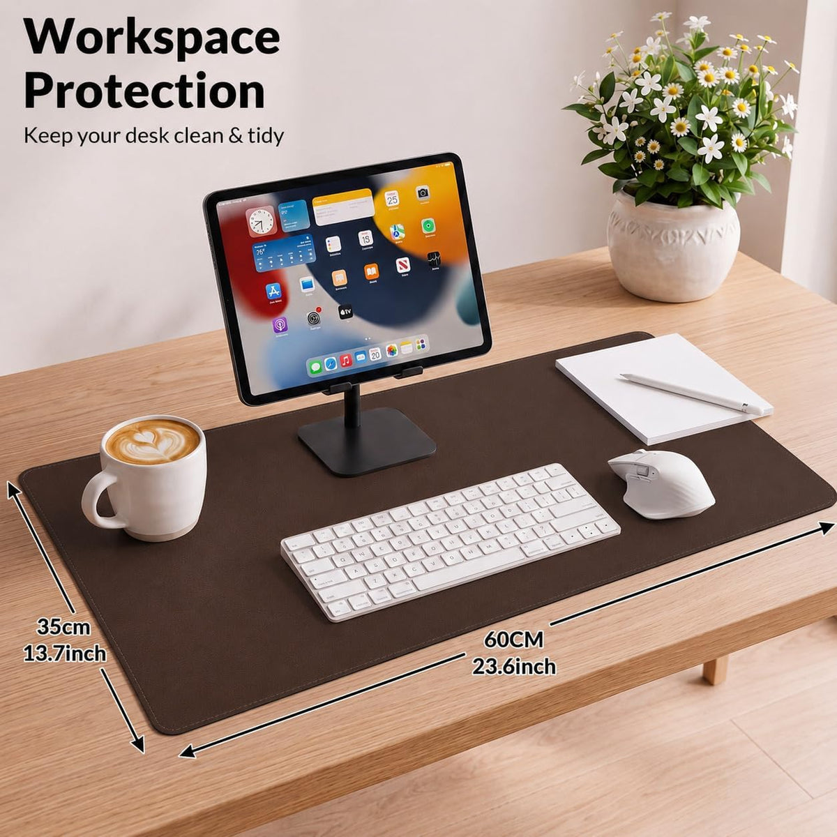 Large Desk Mat, 47" x 17", Black
