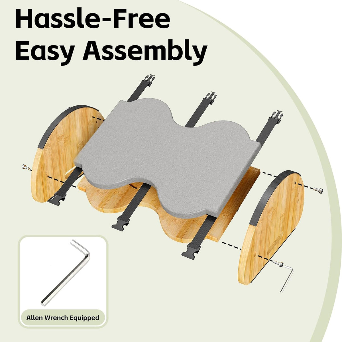 Ergonomic Under Desk Bamboo Footrest, 3-in-1 Reversible Rocking Footrest with Footpads, 4 Adjustable Heights Office Foot Stool, Large Anti-Slip Surface, Improves Posture and Blood Circulation