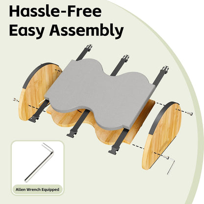 Ergonomic Under Desk Bamboo Footrest, 3-in-1 Reversible Rocking Footrest with Footpads, 4 Adjustable Heights Office Foot Stool, Large Anti-Slip Surface, Improves Posture and Blood Circulation