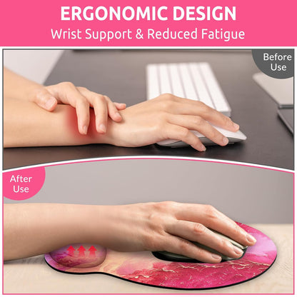 KONVINIT Ergonomic Mouse Pad with Wrist Rest, Small Mousepad with Non-Slip Rubber Base and Smooth Surface, Beach Mouse Pads for Desk, Office Desk Accessories