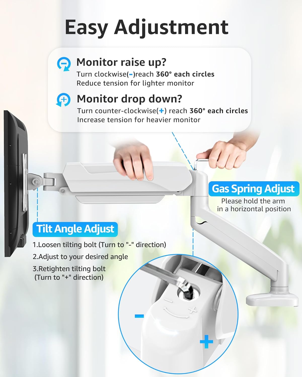 Dual Monitor Stand fits up to 32 inch, 4.4-19.8 lbs Computer Screens, Dual Monitor Desk Mount Height Adjustable, Monitor Arms for 2 Monitors, Home Office VESA Mounts, Freelift White