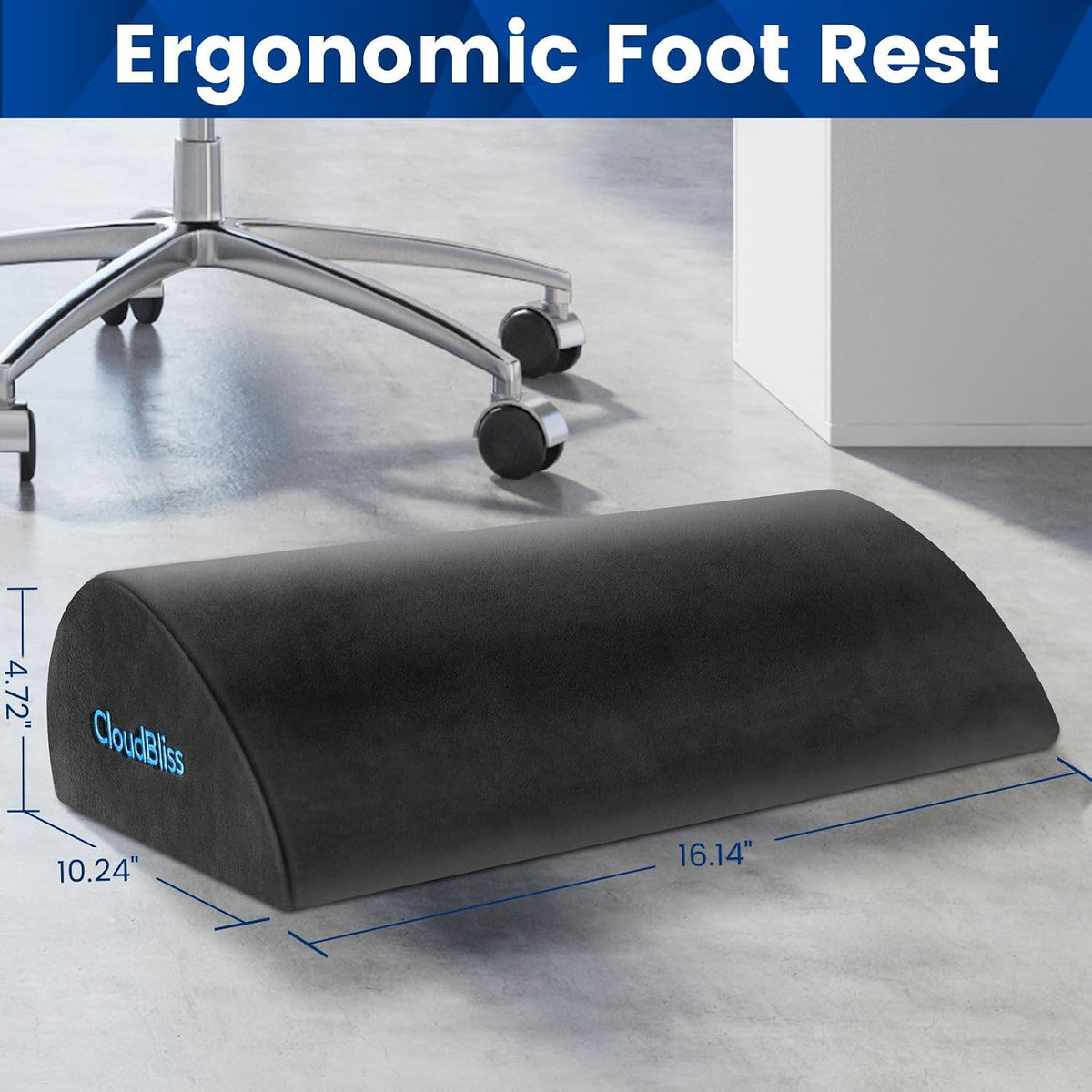 Foot Rest for Under Desk at Work,Office Desk Accessories with Soft Foam and Washable Removable Cover, Foot Stool for Office, Car, Home to Foot Support and Relax Ankles, Black