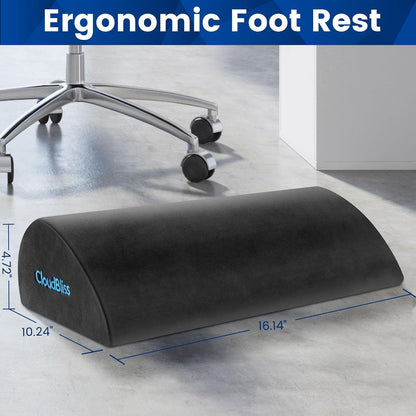 Foot Rest for Under Desk at Work,Office Desk Accessories with Soft Foam and Washable Removable Cover, Foot Stool for Office, Car, Home to Foot Support and Relax Ankles, Black