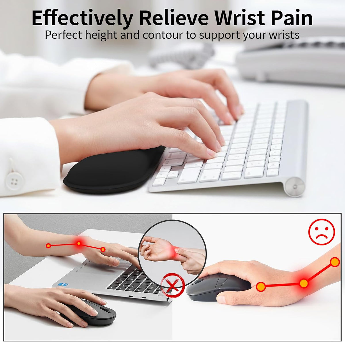 Bloss Leather Desk Pad and Keyboard Wrist Rest, Large Mouse Pad + Keyboard Pad+Mouse Wrist Support, Non-Slip Desk Mat Protector for Office, Home(31.5×15.7 Inches,Beige) - Colors B