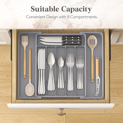 Expandable Silverware Drawer Organizer, Kitchen Utensil Tray