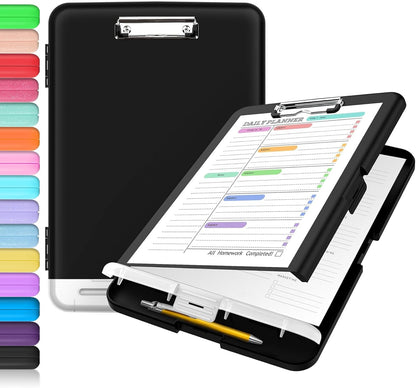 Clipboard with Storage, Clip Board 8.5 x 11 with Pen Holder, High Capacity Plastic Organization Case Box for Letter Legal A4 Size Paper, Nurses Teachers Must Haves, School & Office Supplies