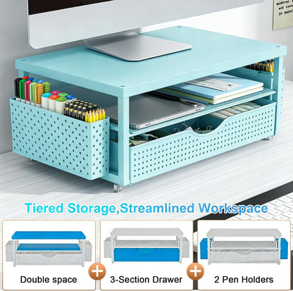 Monitor Stand with Drawer and 2 Pen Holders