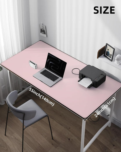 AFIING Large Desk Mat 55" x 24" - PU Leather Desk Pad Protector, Waterproof Non-Slip Extended Mouse Pad for Office Desk, Keyboard, Laptop and Home Workspace (Black)