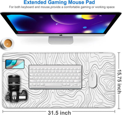Large Gaming Mouse Pad, 31.5x15.7 inch Large Extended Computer Keyboard Mouse Mat, Water Resist Non-Slip Mousepad Rubber Base Long XXL Desk Mouse Pad for Work & Gaming, Office & Home, Black