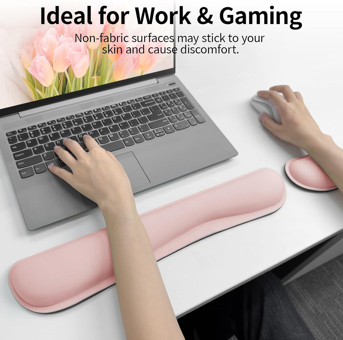 Bloss Leather Desk Pad and Keyboard Wrist Rest, Large Mouse Pad + Keyboard Pad+Mouse Wrist Support, Non-Slip Desk Mat Protector for Office, Home(31.5×15.7 Inches,Beige) - Colors A
