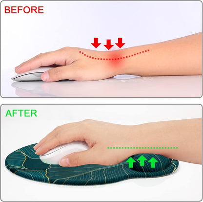 Ergonomic Mouse Pad with Wrist Support Rest,Large Mousepad Gel Wrist Rest, with Coaster Non-Slip & Pain Relief for Computer, Desk, Home&Office-Beach - Colors B
