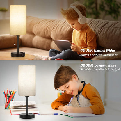 Dicoool Bedside Table Lamp for Bedroom - Small Desk Lamp with USB Ports