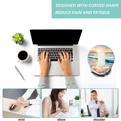 Mouse Pad with Wrist Support, Ergonomic Mouse Pad with Memory Foam Wrist Rest Cushion, Non-Slip Rubber Base Gaming Mice Pad for Home Office Computer Laptop, Flower Black