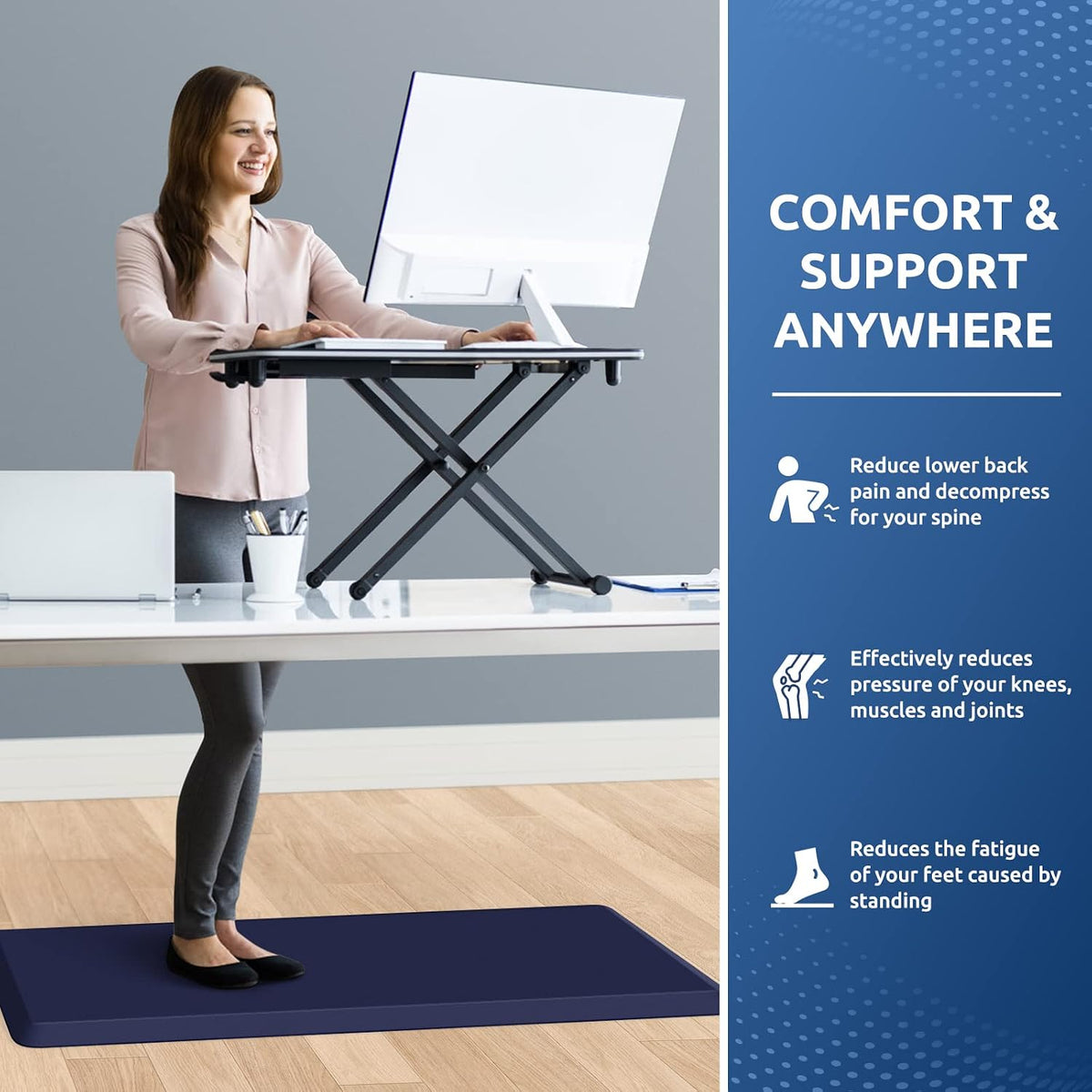 KitchenClouds Kitchen Mat Cushioned Anti Fatigue Rug 17.3"x28" Water Resistant, Non Slip, Standing and Comfort Desk/Floor Mats for House Sink Office (Black)