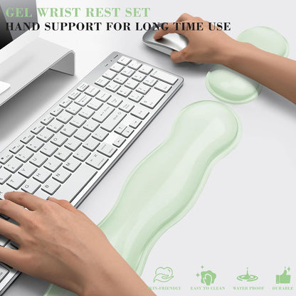 Gel Wrist Rest for Keyboard and Mouse, Wrist Rest for Keyboard, Mouse Wrist Support, Pain Relief, Cool Touch, Non-Skid, Keyboard and Mouse Wrist pad Set