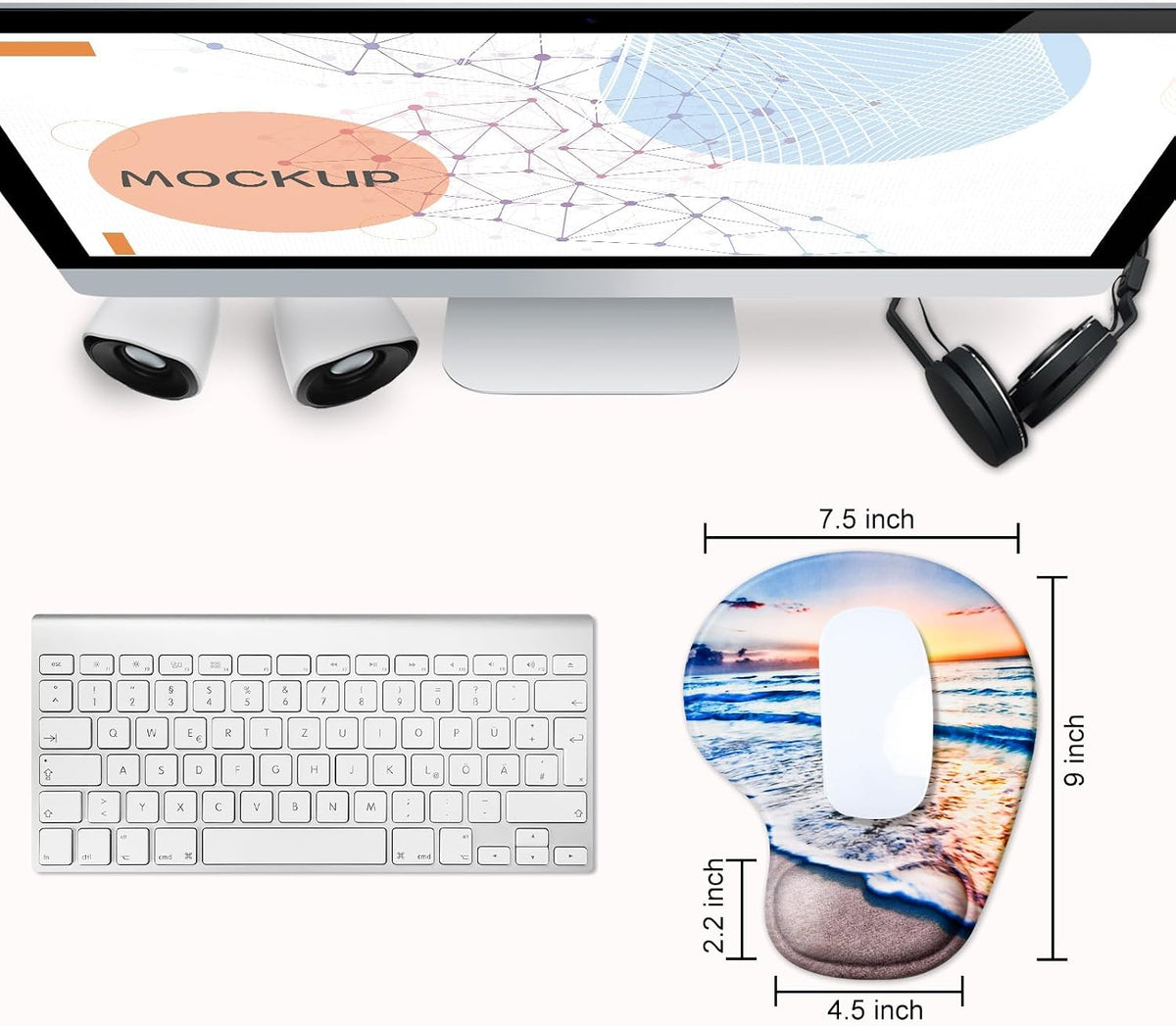 JIKIOU Mouse Pad, 2 Pack Ergonomic Mouse Pads with Comfortable Gel Wrist Rest Support and Smooth Cloth, Non-Slip PU Base for Easy Typing Pain Relief Durable and Easy to Clean Small Black