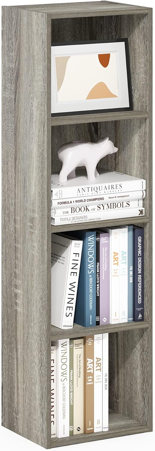 Furinno PASIR Book Shelf, 2-Tier Modern Bookshelf, Open Shelves Bookcase 9 x 12 x 21, Easy Assembly, for Living Room, Bedroom, Home Office, White