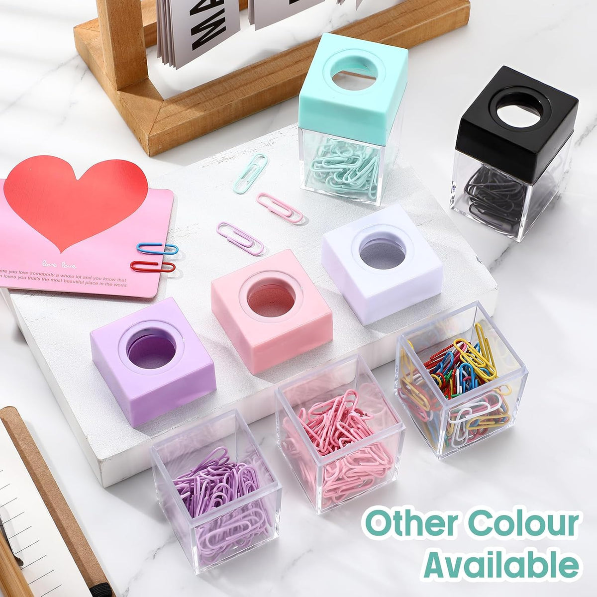 Outus 4 Pieces Magnetic Paper Clip Dispenser Holder Paperclip Dispenser for Desk, School, Office(Black)