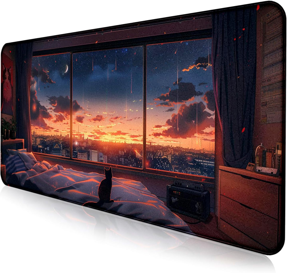 Retro American Flag XL Gaming Mouse Pad with Stitching Edge Laptop Desk Mat