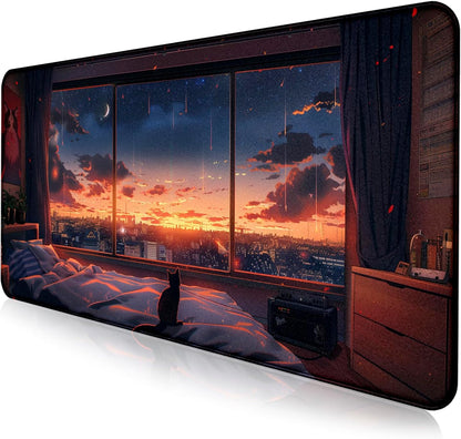 Retro American Flag XL Gaming Mouse Pad with Stitching Edge Laptop Desk Mat