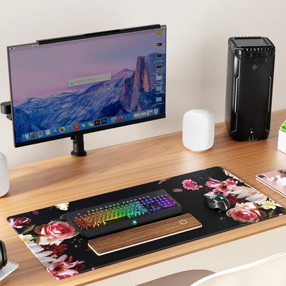 KTRIO Large Gaming Mouse Pad Desk Mat for Gamer, 31.5" x 11.8", Black, XL | Extended Size Design, Superior Micro-Weave Cloth, Non-Slip Rubber Base, Durable Stitched Edges, Water-Resistant Coating