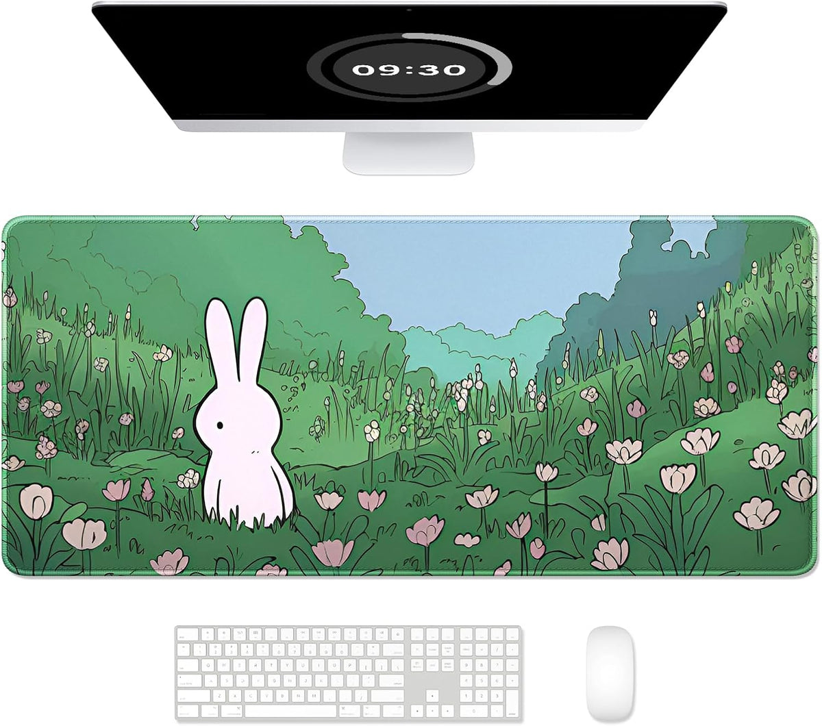 Auhoahsil Desk Mat, Ultra Large Mouse Pad, XXL Gaming Mousepad, Green Tropical Leaves Deskpad, Big Extended Full Size Mouse Pad, Desktop Desk Matt for Keyboard, Laptop & Computer, 35.5 x 15.7 in - Colors A