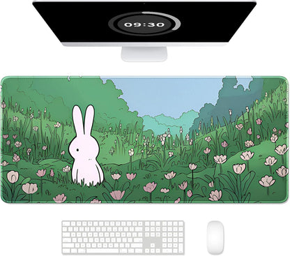 Auhoahsil Desk Mat, Ultra Large Mouse Pad, XXL Gaming Mousepad, Green Tropical Leaves Deskpad, Big Extended Full Size Mouse Pad, Desktop Desk Matt for Keyboard, Laptop & Computer, 35.5 x 15.7 in - Colors A