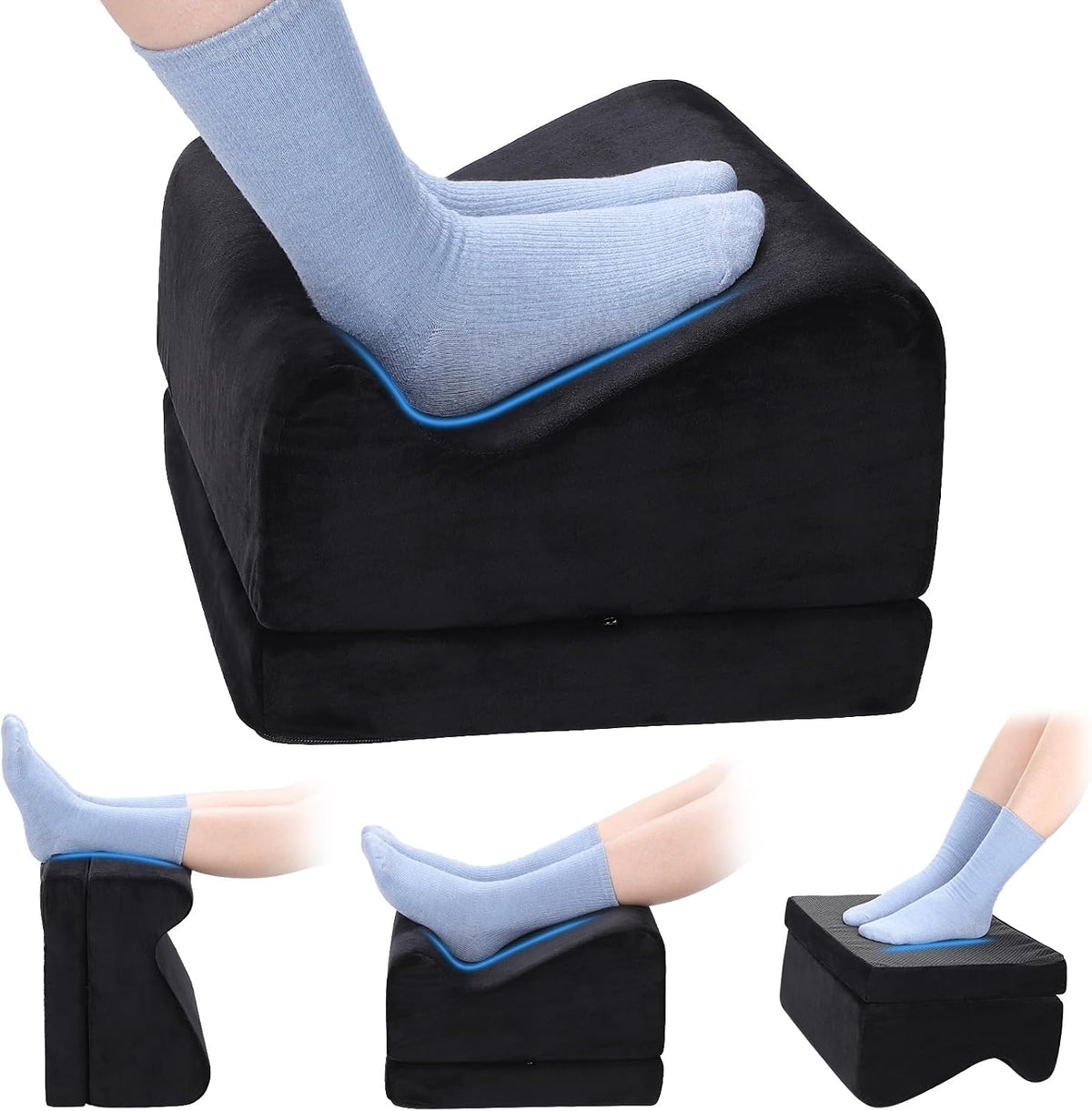 Ergonomic Foot Rest for Under Desk at Work, Multi-Angle Adjustable Height Under Desk Footrest for Office Gaming Chair, High-Density Foam Footstool Leg Elevation Pillow for Back Hip Knee Pain Relief