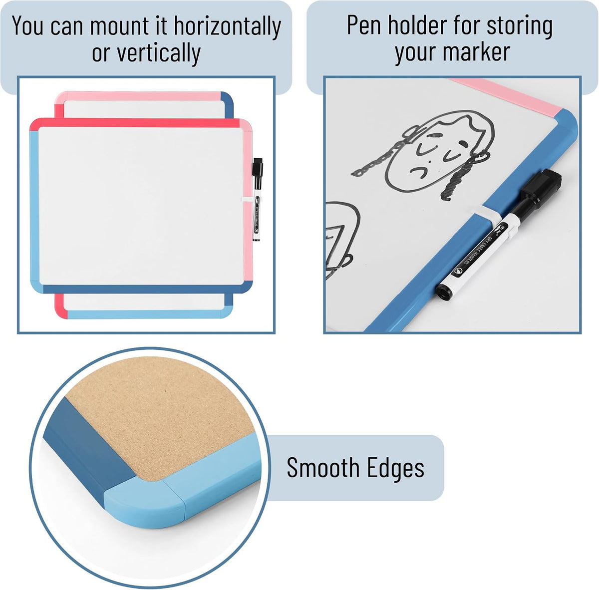 Dry Erase Board, 14” x 11”, White Frame