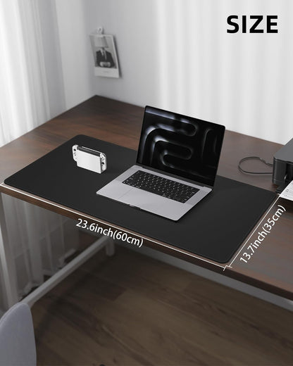 AFIING Large Desk Mat 55" x 24" - PU Leather Desk Pad Protector, Waterproof Non-Slip Extended Mouse Pad for Office Desk, Keyboard, Laptop and Home Workspace (Black)