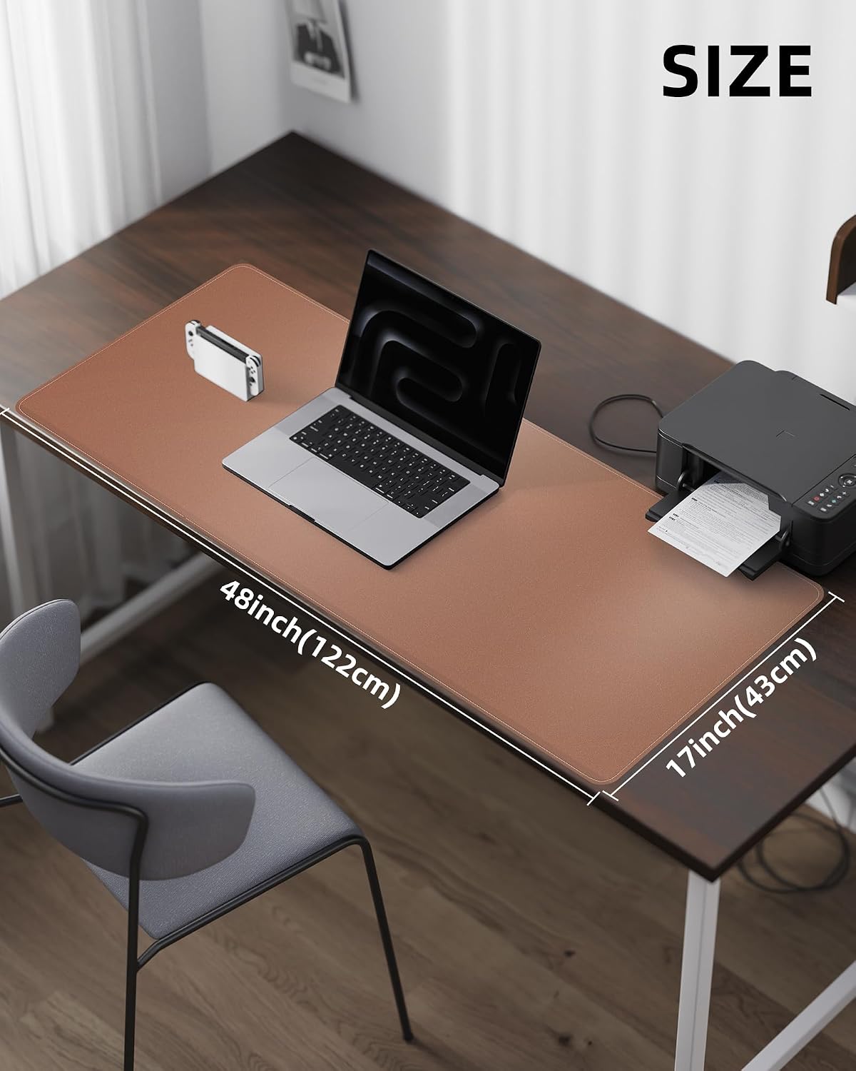 AFIING Large Desk Mat 55" x 24" - PU Leather Desk Pad Protector, Waterproof Non-Slip Extended Mouse Pad for Office Desk, Keyboard, Laptop and Home Workspace (Black)