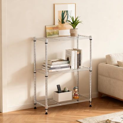 M MZG 450 lbs Steel Storage Shelving 3-Tier Utility Shelving Unit Steel Organizer Wire Rack for Home,Kitchen,Office (11.8" D x 17.7" W x 26.3" H) - Colors A