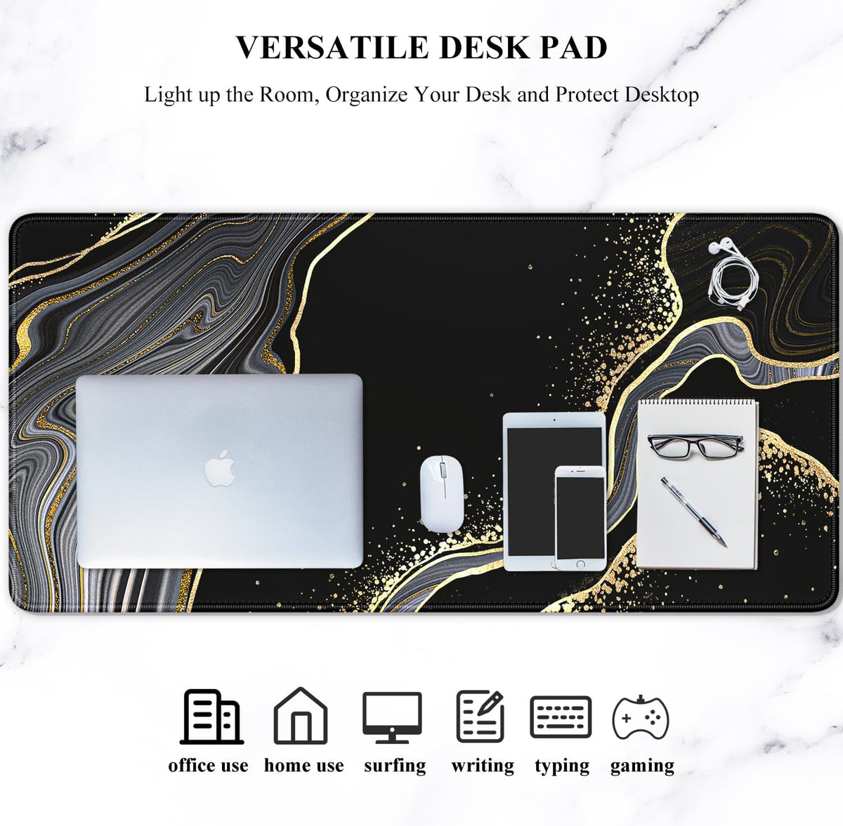 Auhoahsil Desk Mat, Ultra Large Mouse Pad, XXL Gaming Mousepad, Green Tropical Leaves Deskpad, Big Extended Full Size Mouse Pad, Desktop Desk Matt for Keyboard, Laptop & Computer, 35.5 x 15.7 in - Colors B