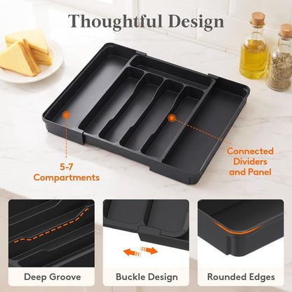 Expandable Silverware Drawer Organizer, Kitchen Utensil Tray