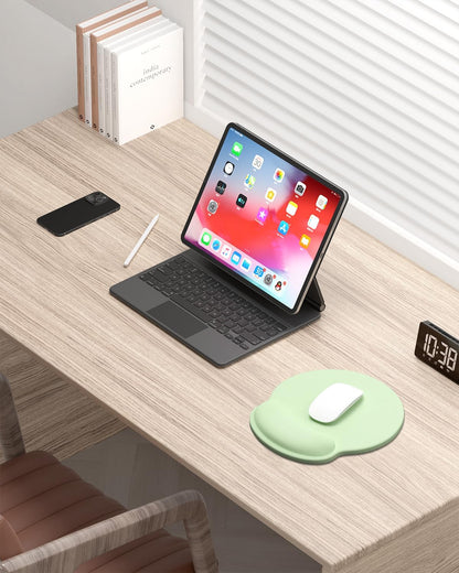 Ergonomic Mouse Pad with Wrist Rest, Comfortable Silicone Non-Slip Computer Pain Relief Gel Mouse Mat with Wrist Support for Gaming, Work, Office, Women & Men, Cute Pattern, Beige