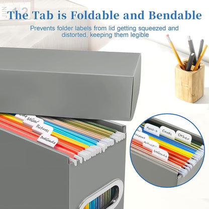 File Organizer Box with Lid & Handle, Thickened Cardboard Hanging File Folder Storage Boxes for Letter Size, Portable Filing Organizer for Office, Home, Classroom, Black