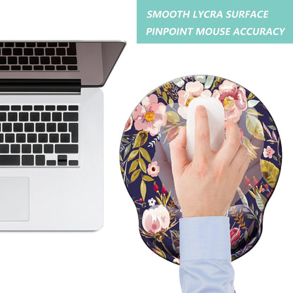 Mouse Pad with Wrist Support, Ergonomic Mouse Pad with Memory Foam Wrist Rest Cushion, Non-Slip Rubber Base Gaming Mice Pad for Home Office Computer Laptop, Flower Black