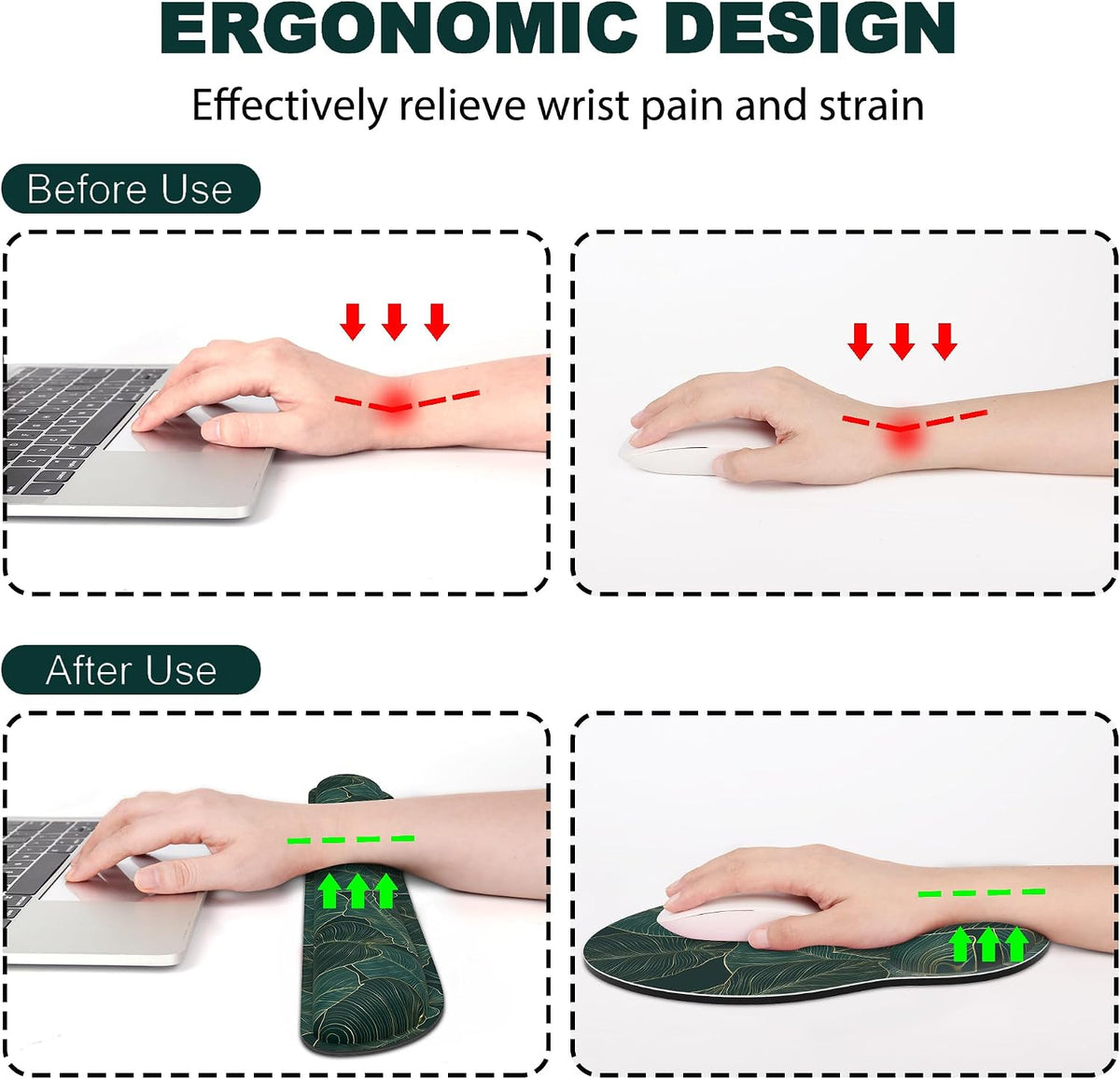 Ergonomic Mouse Pad with Wrist Rest and Keyboard Wrist Rest, Mousepad