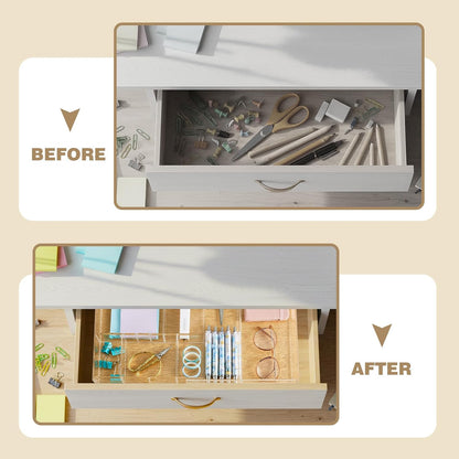 Clear Acrylic Drawer Organizer,6 Compartments,Large