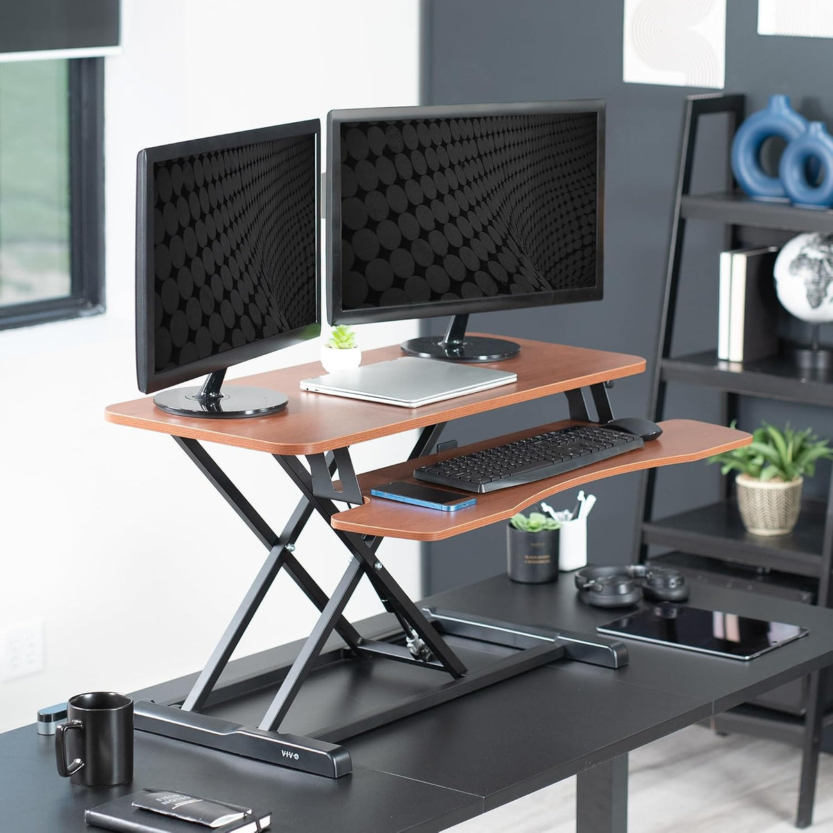 Black 32 in Standing Desk Converter, DESK-V000K